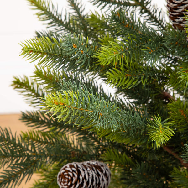 3' Artificial Balsam Fir Christmas Tree with Pine Cones in Jute Wire Planter