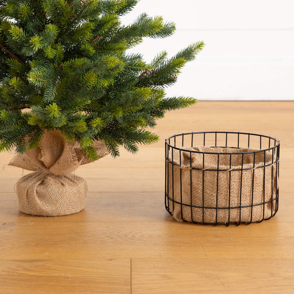 3' Artificial Balsam Fir Christmas Tree with Pine Cones in Jute Wire Planter