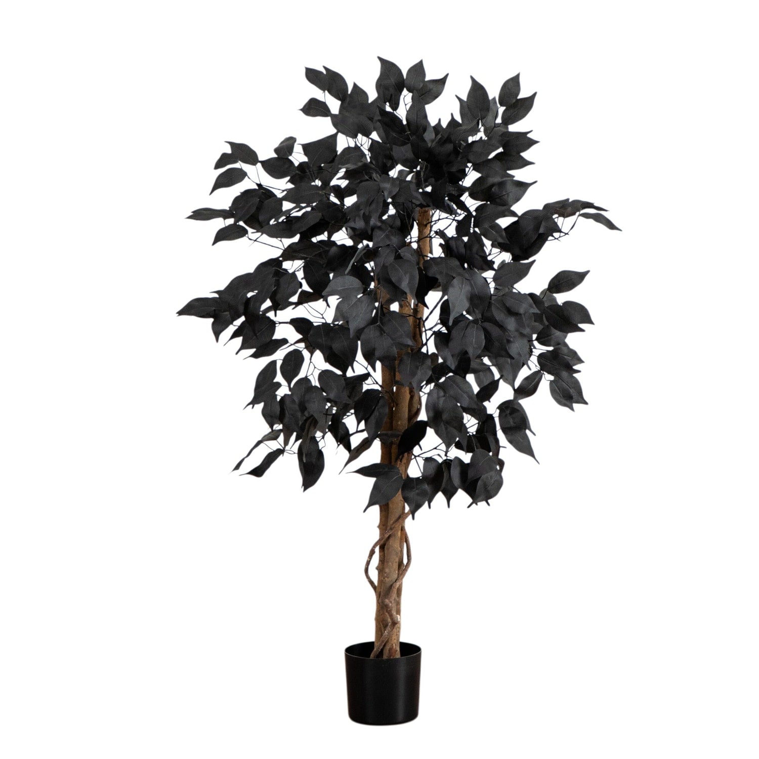 3' Artificial Halloween Black Ficus Tree with Natural Trunk