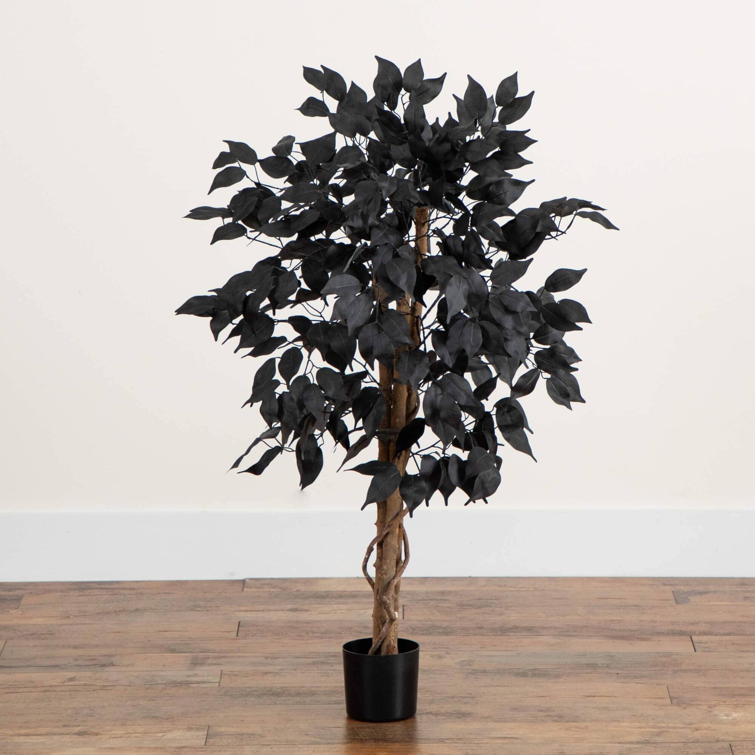 3' Artificial Halloween Black Ficus Tree with Natural Trunk
