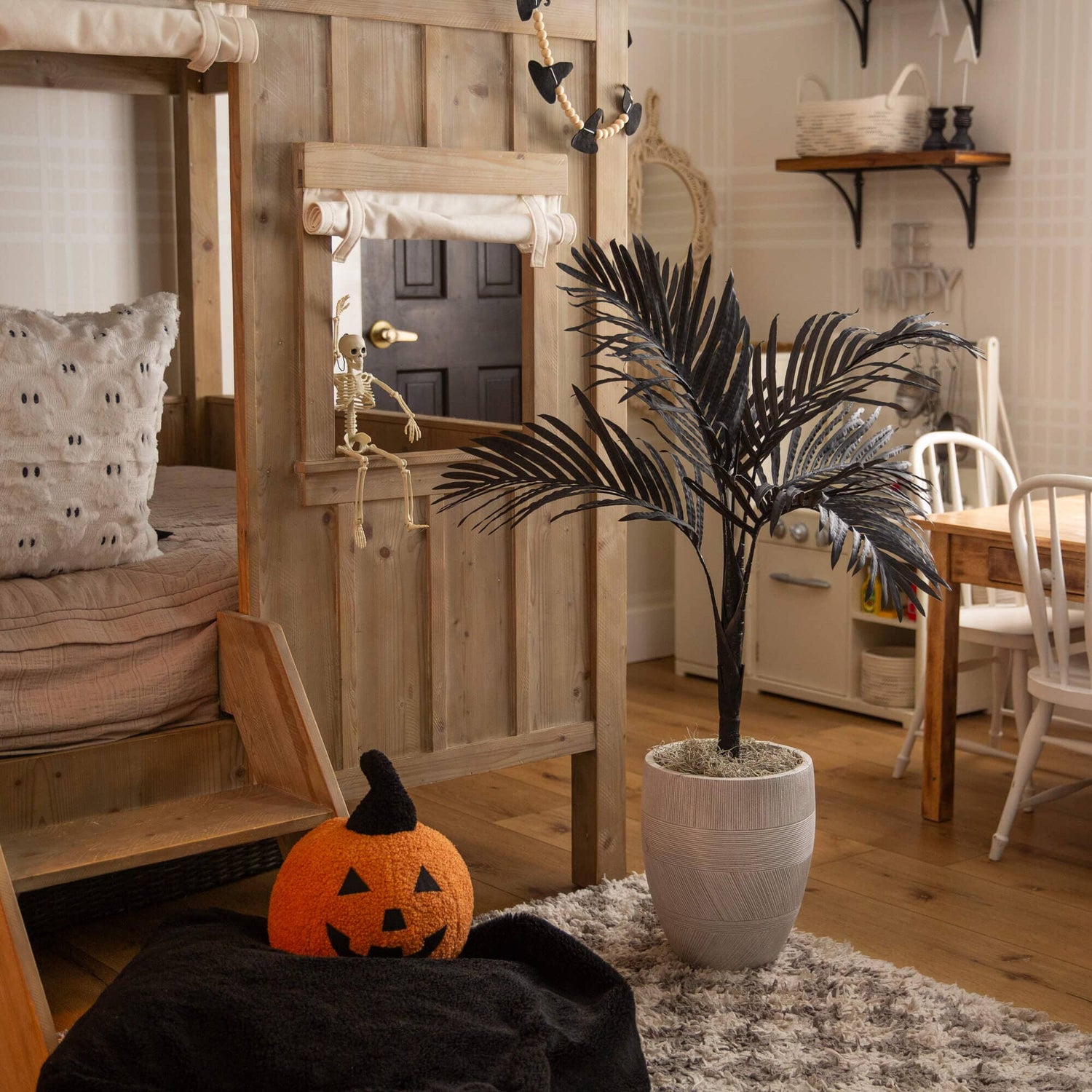 3' Artificial Halloween Black Golden Cane Tree
