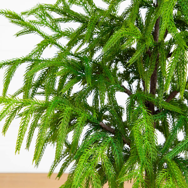 3' Artificial Real Touch Norfolk Island Pine in Metal Tin Planter with Natural Look