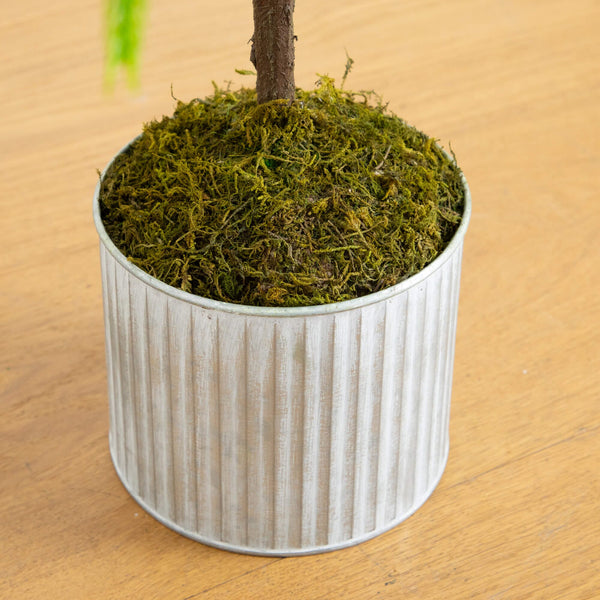 3' Artificial Real Touch Norfolk Island Pine in Metal Tin Planter with Natural Look