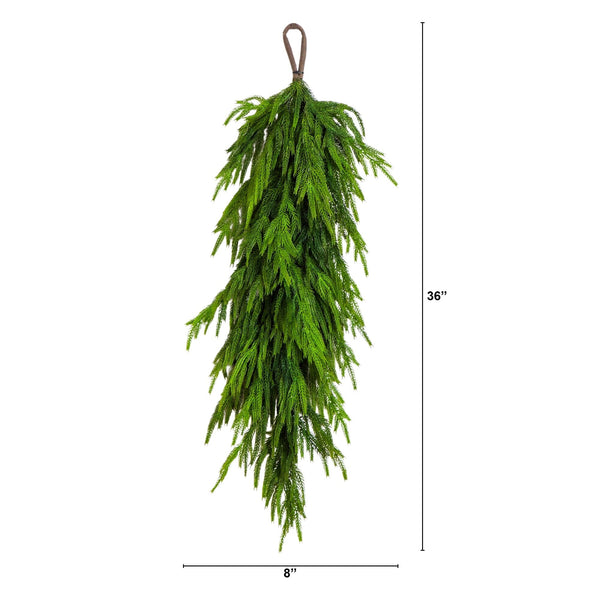 3' Artificial Real Touch Norfolk Island Pine Teardrop with Natural Look
