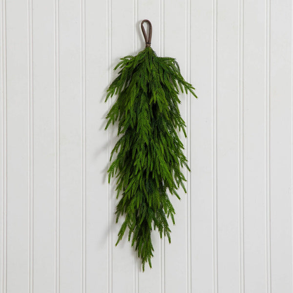 3' Artificial Real Touch Norfolk Island Pine Teardrop with Natural Look
