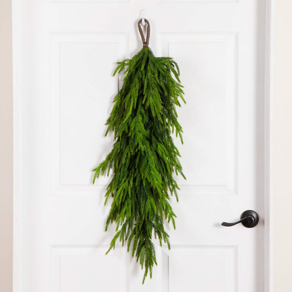3' Artificial Real Touch Norfolk Island Pine Teardrop with Natural Look