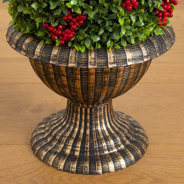 3' Pre-Lit Artificial Christmas Ornament Boxwood Topiary Tree with 70 Warm White LED Lights