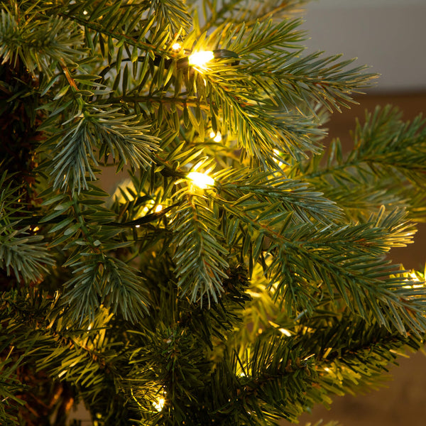 3' Pre-Lit Artificial Christmas Tree in Jute Wire Planter with 30 Warm White LED Lights