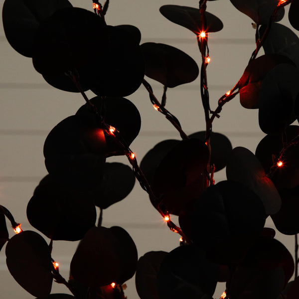3' Pre-Lit Artificial Halloween Black Eucalyptus Tree with 80 Orange & Purple LED Lights