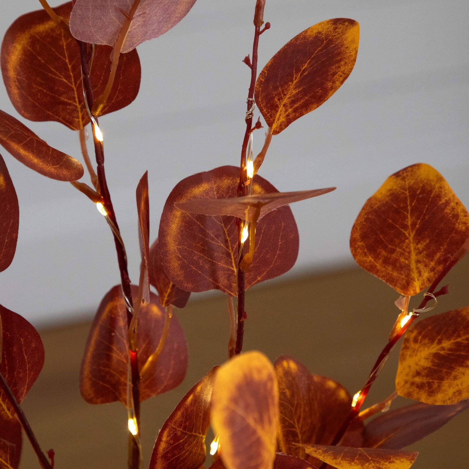3' Pre-Lit Autumn Eucalyptus Artificial Fall Tree with 80 Warm White LED Lights