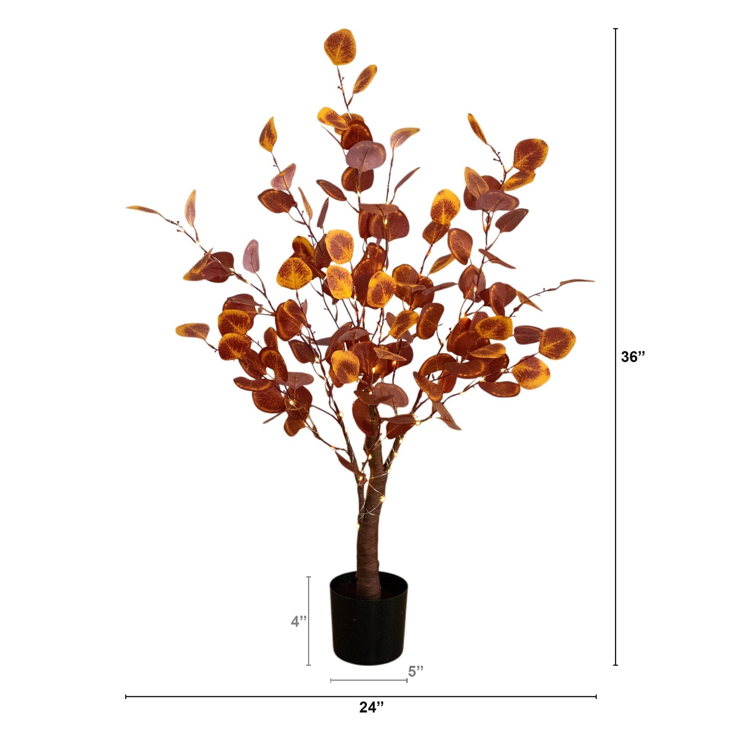 3' Pre-Lit Autumn Eucalyptus Artificial Fall Tree with 80 Warm White LED Lights