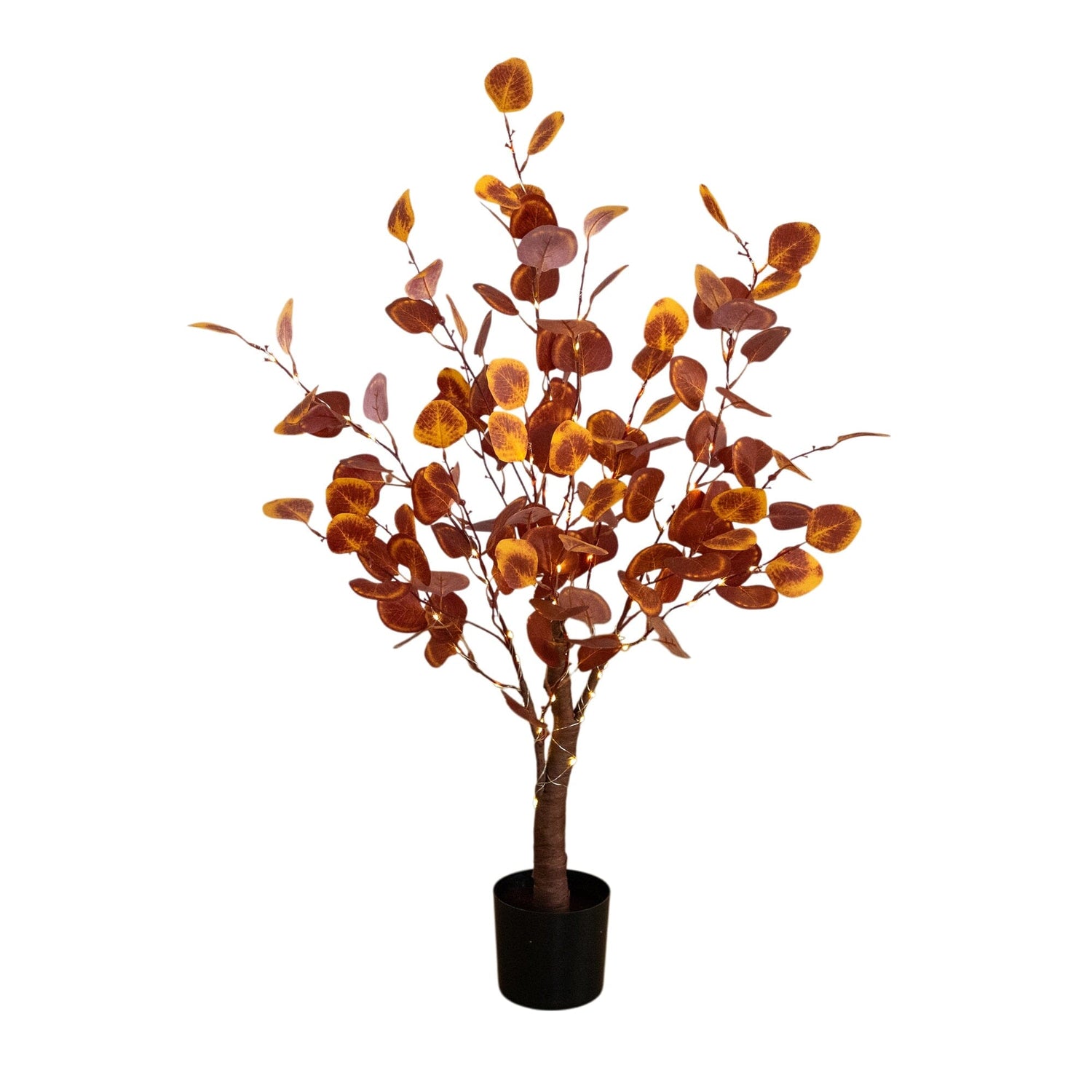 3' Pre-Lit Autumn Eucalyptus Artificial Fall Tree with 80 Warm White LED Lights