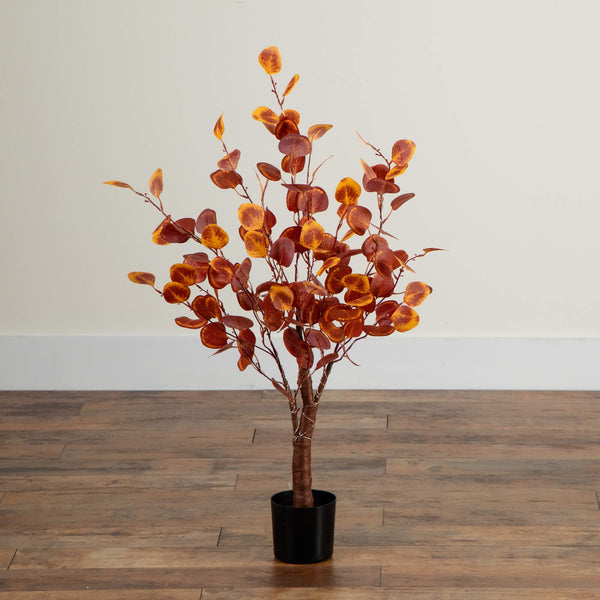 3' Pre-Lit Autumn Eucalyptus Artificial Fall Tree with 80 Warm White LED Lights