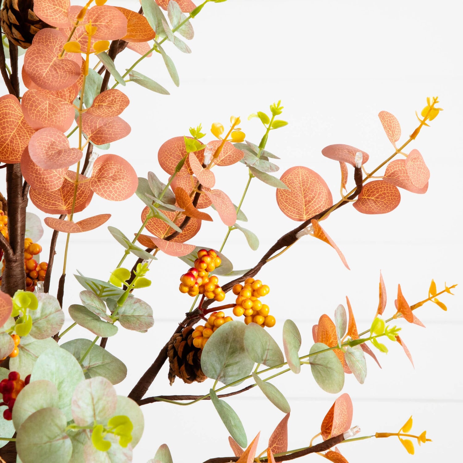 3' Pre-Lit Autumn Eucalyptus Artificial Fall Tree with Pinecones, Berries and 36 Warm White LED Lights