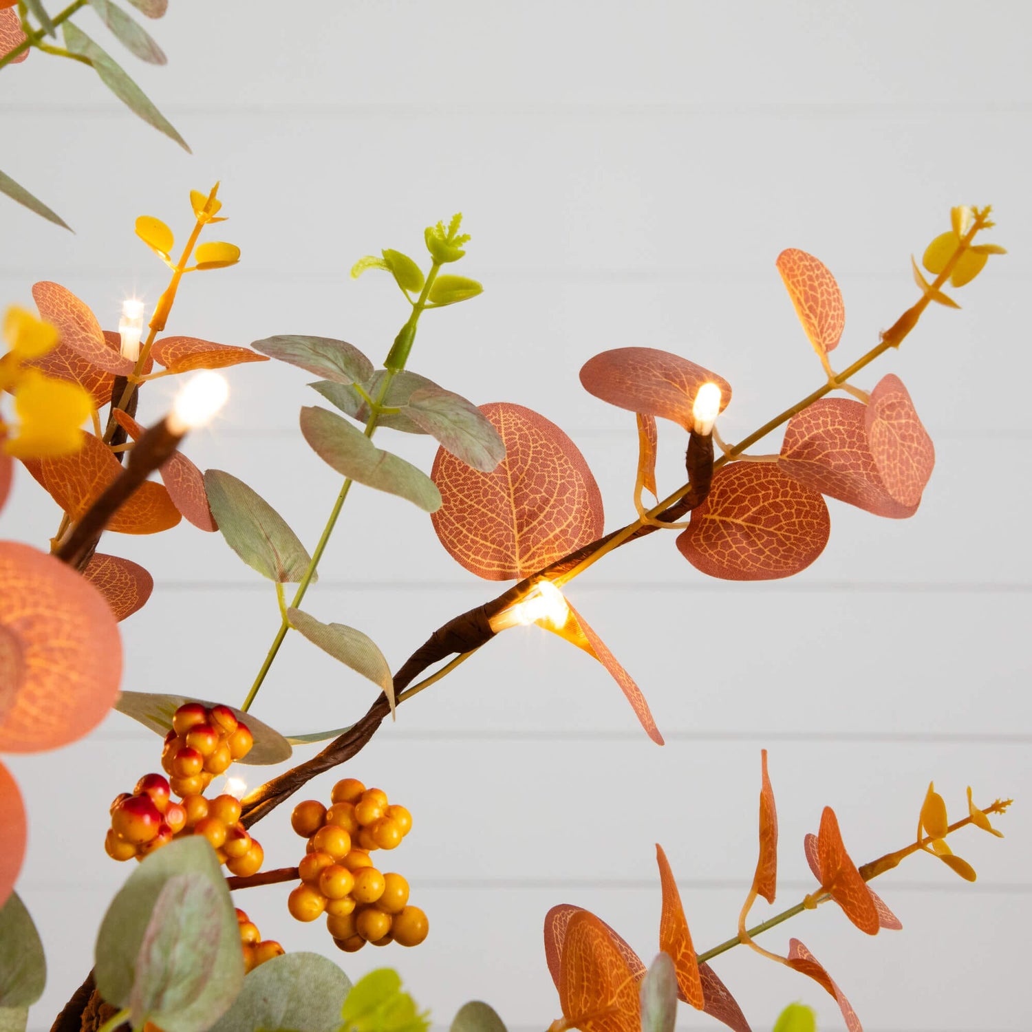 3' Pre-Lit Autumn Eucalyptus Artificial Fall Tree with Pinecones, Berries and 36 Warm White LED Lights