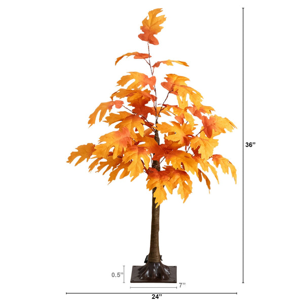 3' Pre-Lit Autumn Maple Artificial Fall Tree with 80 Warm White LED Lights