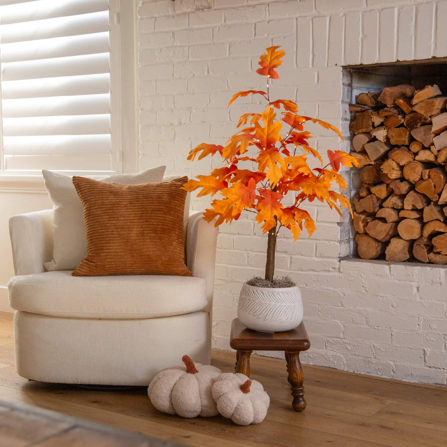 3' Pre-Lit Autumn Maple Artificial Fall Tree with 80 Warm White LED Lights