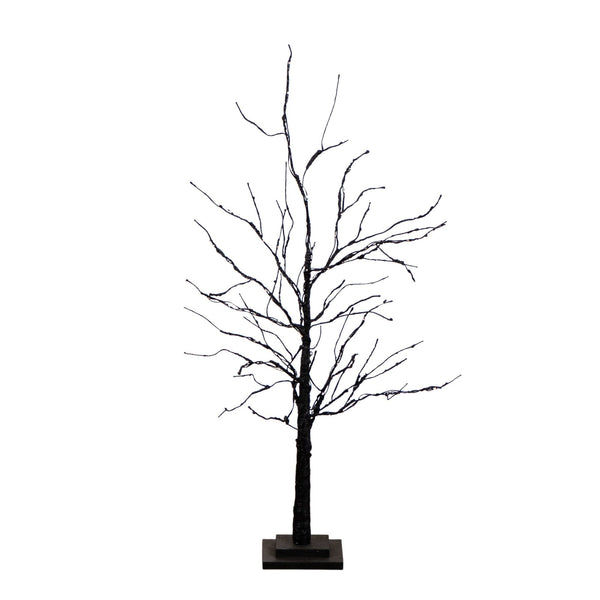 3' Pre-Lit Halloween Black Twig Artificial Tree with 80 Orange & Purple LED Lights
