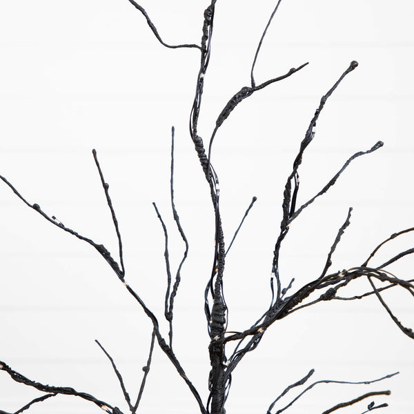 3' Pre-Lit Halloween Black Twig Artificial Tree with 80 Orange & Purple LED Lights