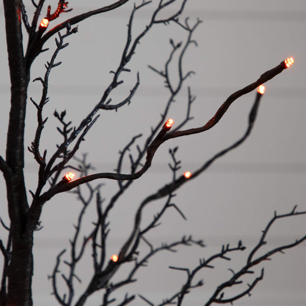 3' Pre-Lit Halloween Deluxe Black Twig Artificial Tree with 36 Orange & Purple LED Lights