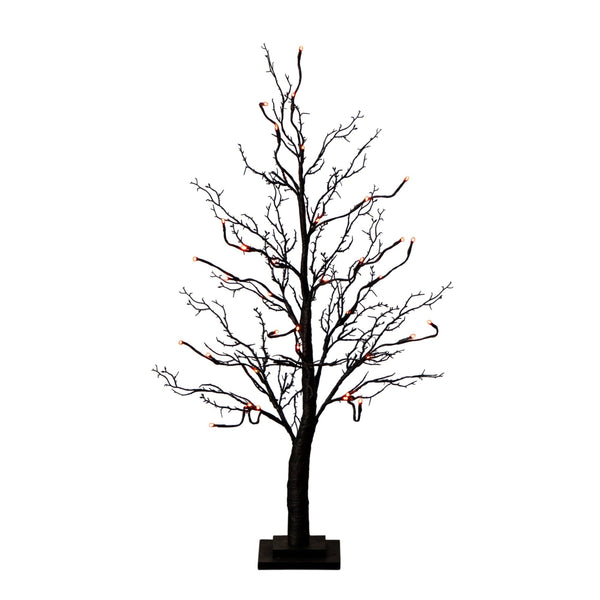 3' Pre-Lit Halloween Deluxe Black Twig Artificial Tree with 36 Orange & Purple LED Lights