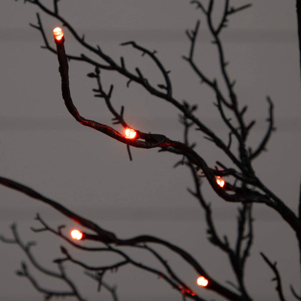 3' Pre-Lit Halloween Deluxe Black Twig Artificial Tree with 36 Orange & Purple LED Lights