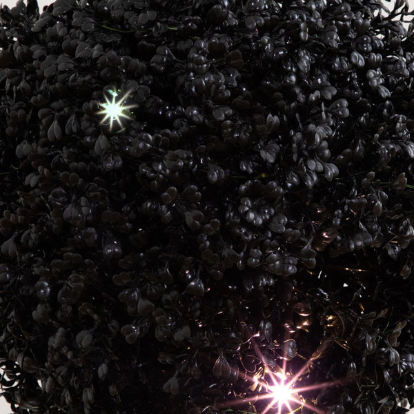 3' Pre-Lit UV Resistant Halloween Black Artificial Triple Ball Boxwood Topiary with LED Lights (Indoor/Outdoor)