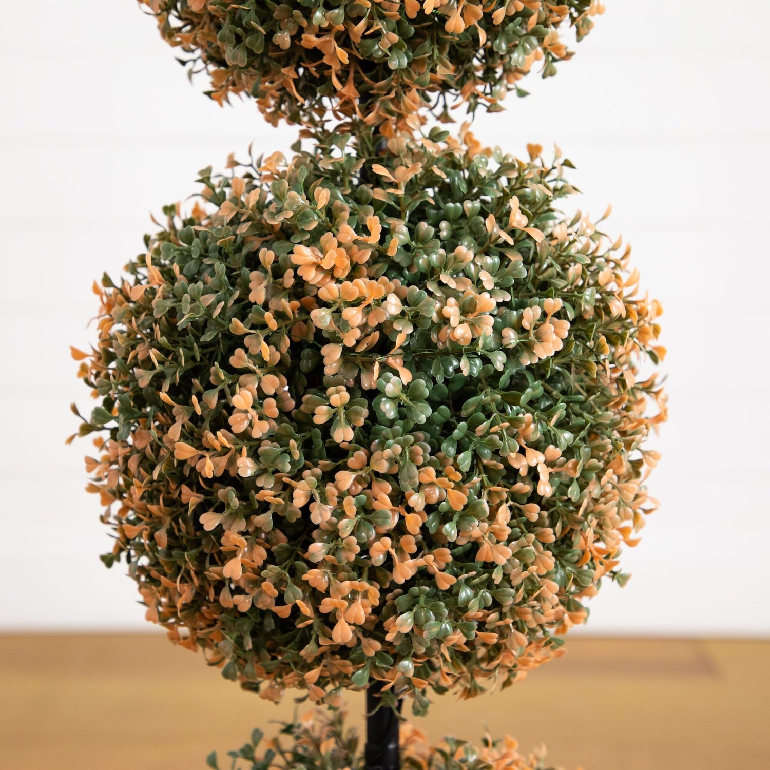 3' UV Resistant Autumn Triple Ball Boxwood Artificial Fall Topiary Tree with 30 Warm White LED Lights (Indoor/Outdoor)