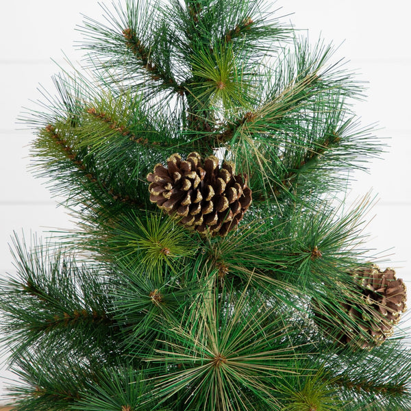 3' Pre-Lit Artificial Christmas Tree in Jute Wire Planter with 50 LED Lights