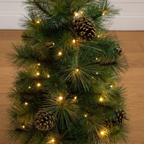 3' Pre-Lit Artificial Christmas Tree in Jute Wire Planter with 50 LED Lights