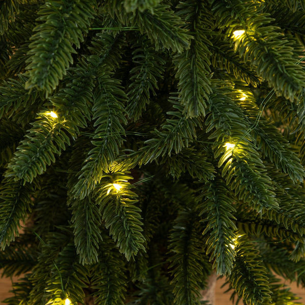 3’ Pre-Lit Artificial Christmas Tree with 60 LED Lights in Hyacinth Basket