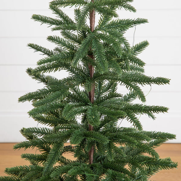 3’ Pre-Lit Artificial Christmas Tree with 60 LED Lights in Hyacinth Basket