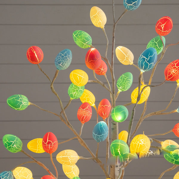 3' Pre-Lit Artificial Easter Twig Tree with 40 Egg Shaped LED Ornaments