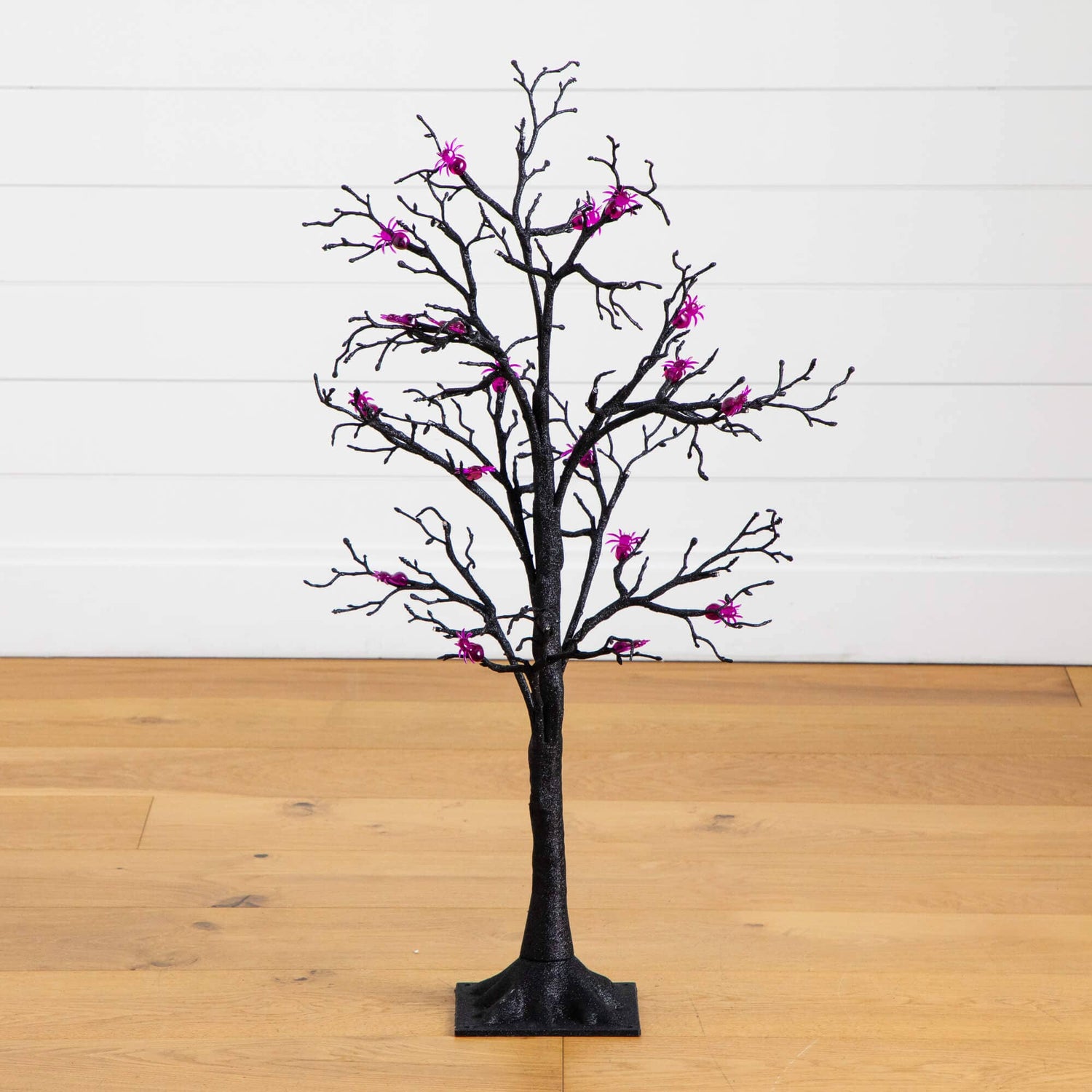 3' Pre-Lit Artificial Halloween Spider Twig Tree with 36 Purple LED Lights