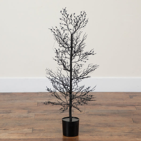 3’ Pre-Lit Artificial Halloween Spider Twig Tree with 80 Orange & Purple LED Lights