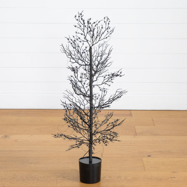 3’ Pre-Lit Artificial Halloween Spider Twig Tree with 80 Orange & Purple LED Lights
