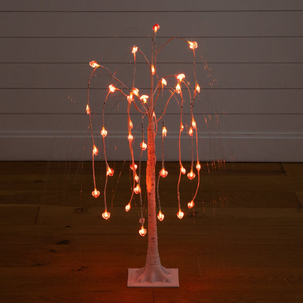 3' Pre-Lit Artificial Valentine's Day Willow Tree with 40 Heart Shaped LED Lights