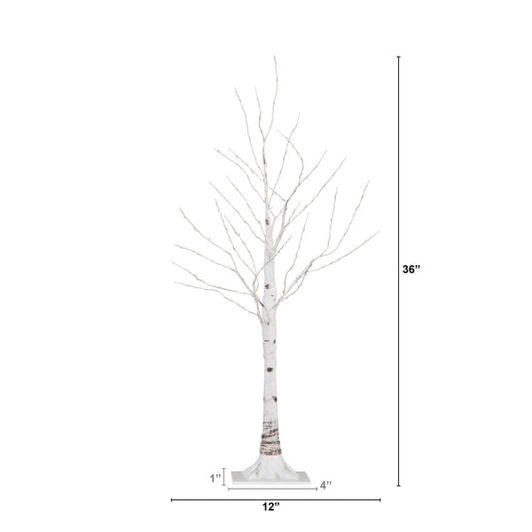 3’ Pre-Lit Artificial White Birch Tree with 120 Warm White LED Lights
