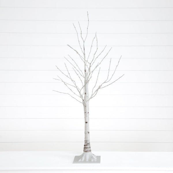 3’ Pre-Lit Artificial White Birch Tree with 120 Warm White LED Lights