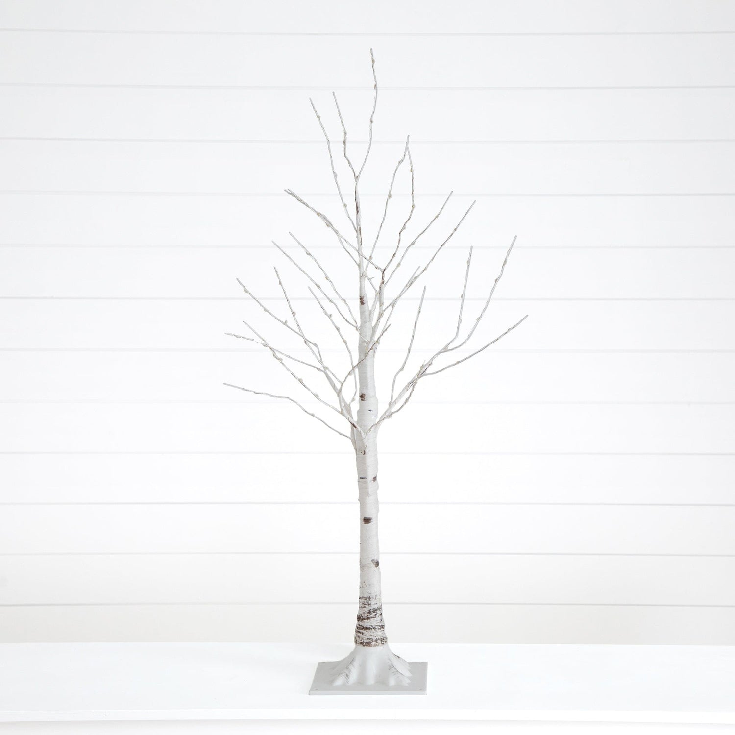 3’ Pre-Lit Artificial White Birch Tree with 120 Warm White LED Lights
