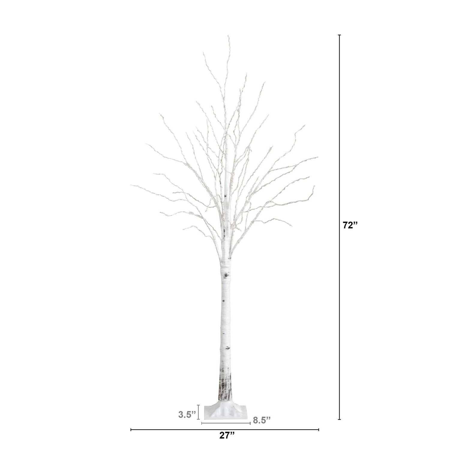 6’ Pre-Lit Artificial White Birch Tree with 92  Warm White LED Lights