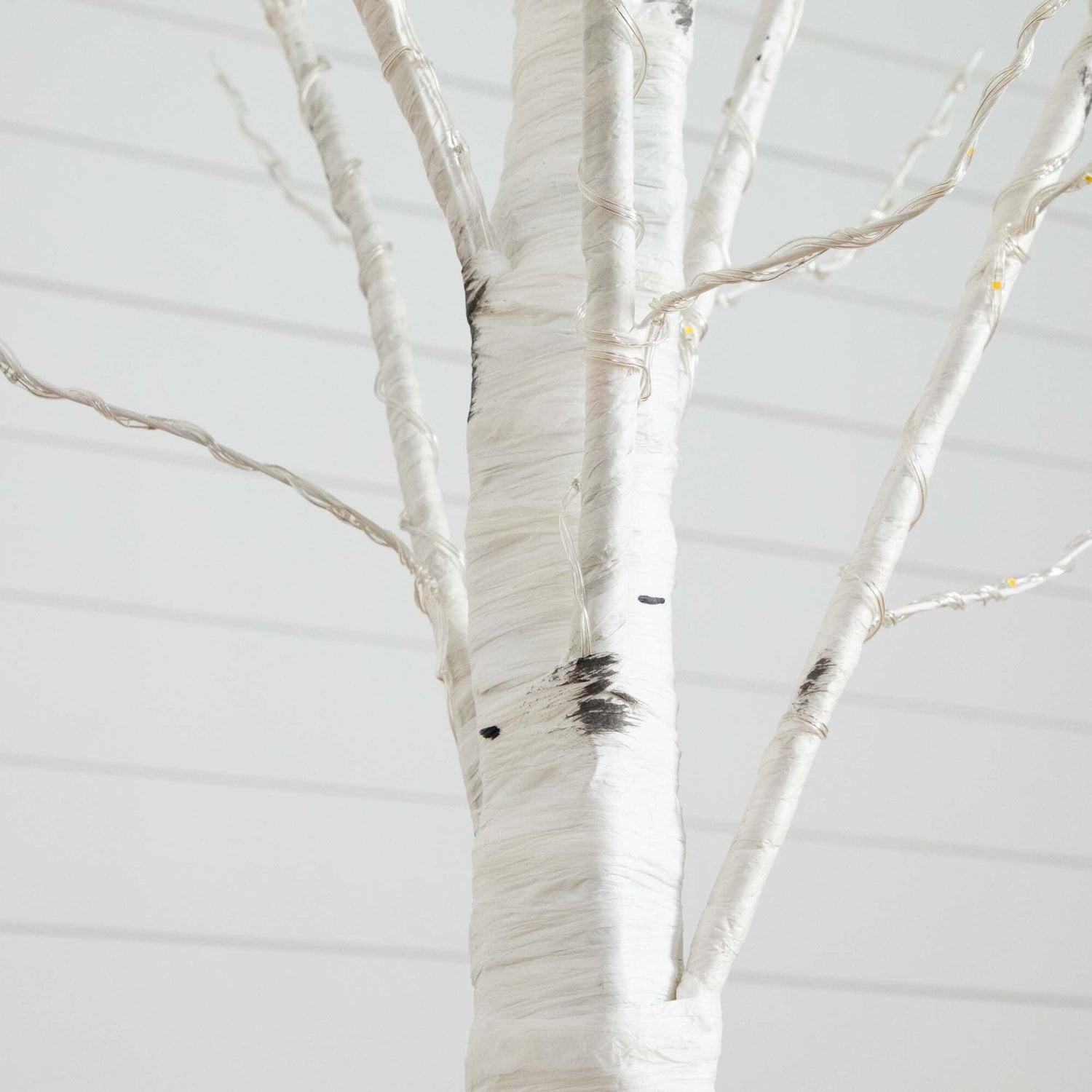 6’ Pre-Lit Artificial White Birch Tree with 92  Warm White LED Lights