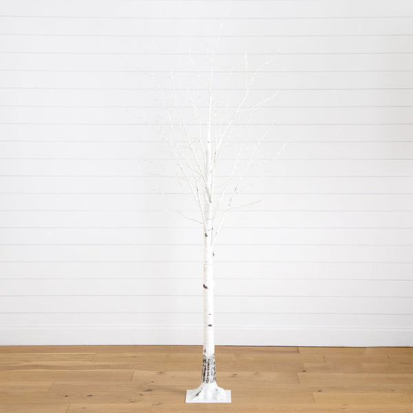 6’ Pre-Lit Artificial White Birch Tree with 92  Warm White LED Lights