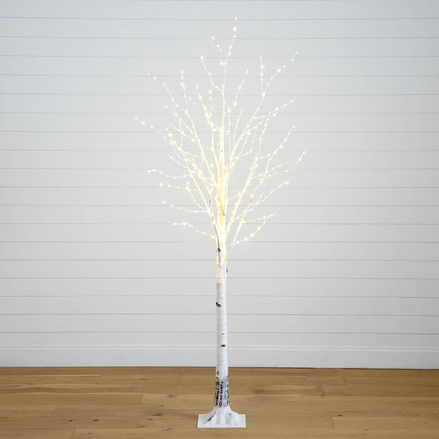 6’ Pre-Lit Artificial White Birch Tree with 92  Warm White LED Lights