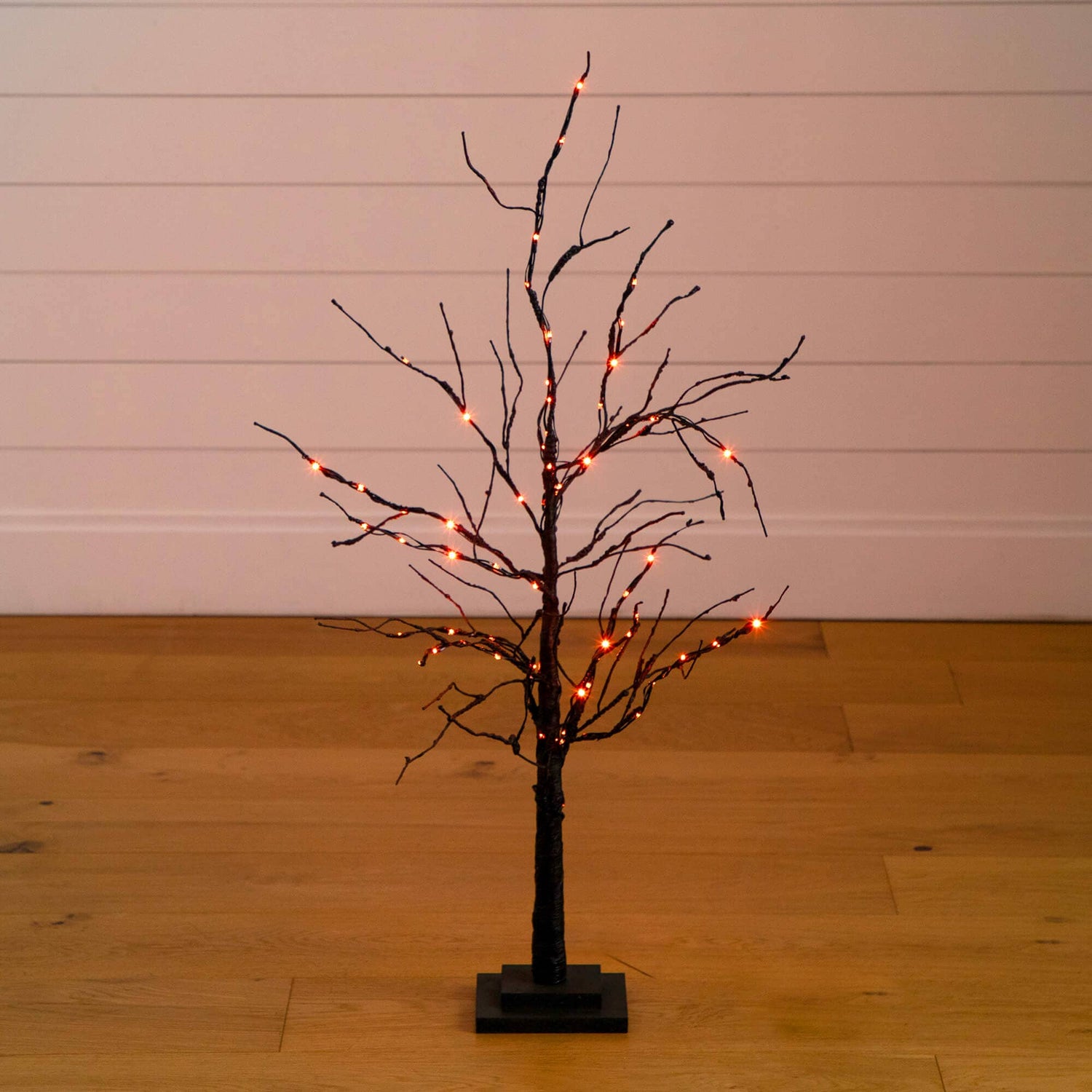 3' Pre-Lit Halloween Black Twig Artificial Tree with 80 Orange & Purple LED Lights