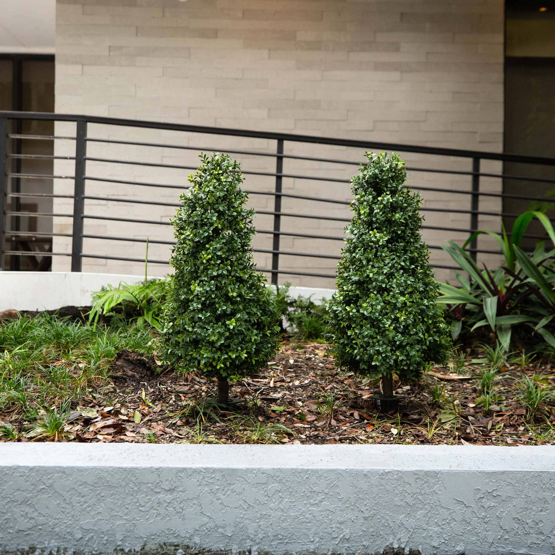 3' UV Resistant Artificial Boxwood Plant with Integrated Ground Stake (Indoor/Outdoor)