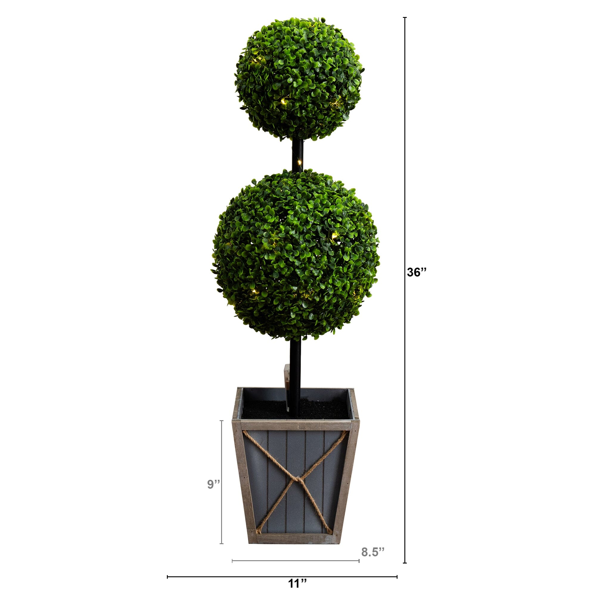 3' UV Resistant Artificial Double Ball Boxwood Topiary with LED