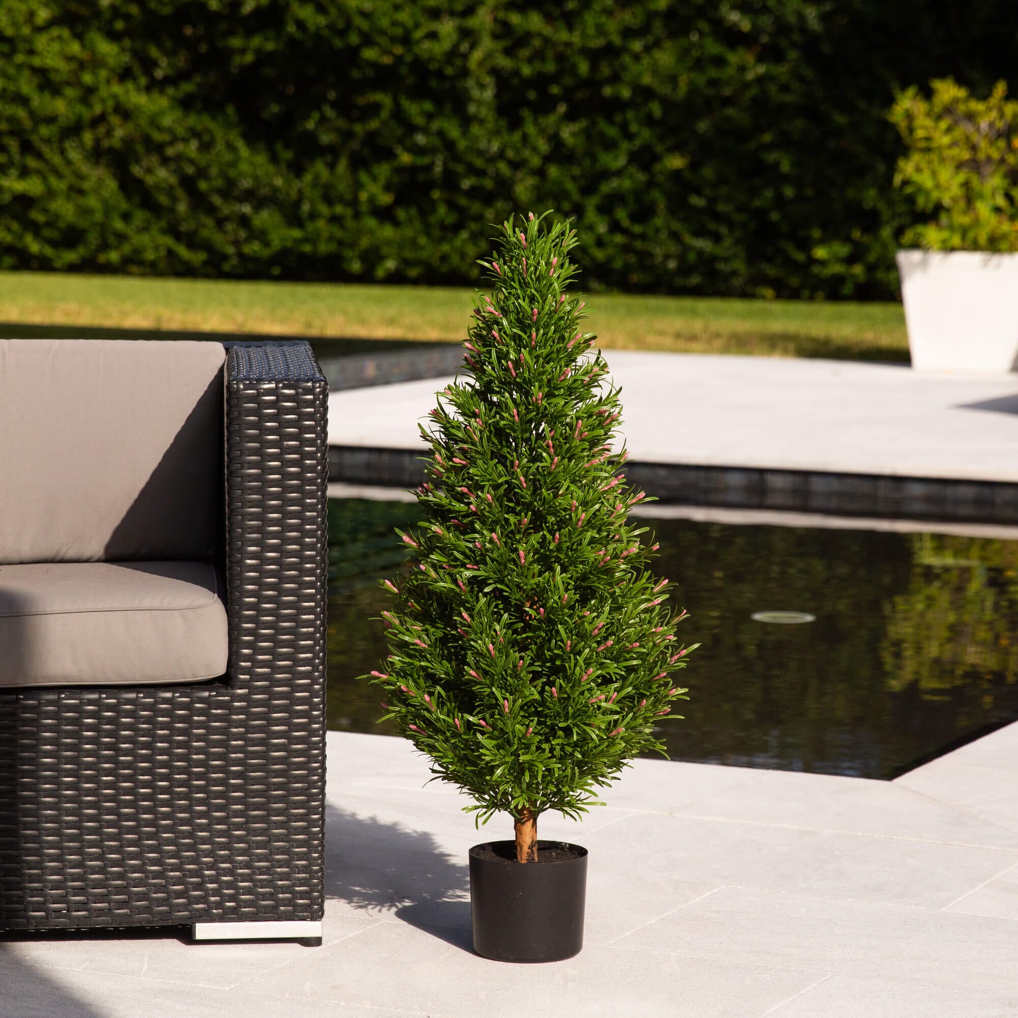 3' UV Resistant Artificial Rosemary Cone Topiary Tree (Indoor/Outdoor ...