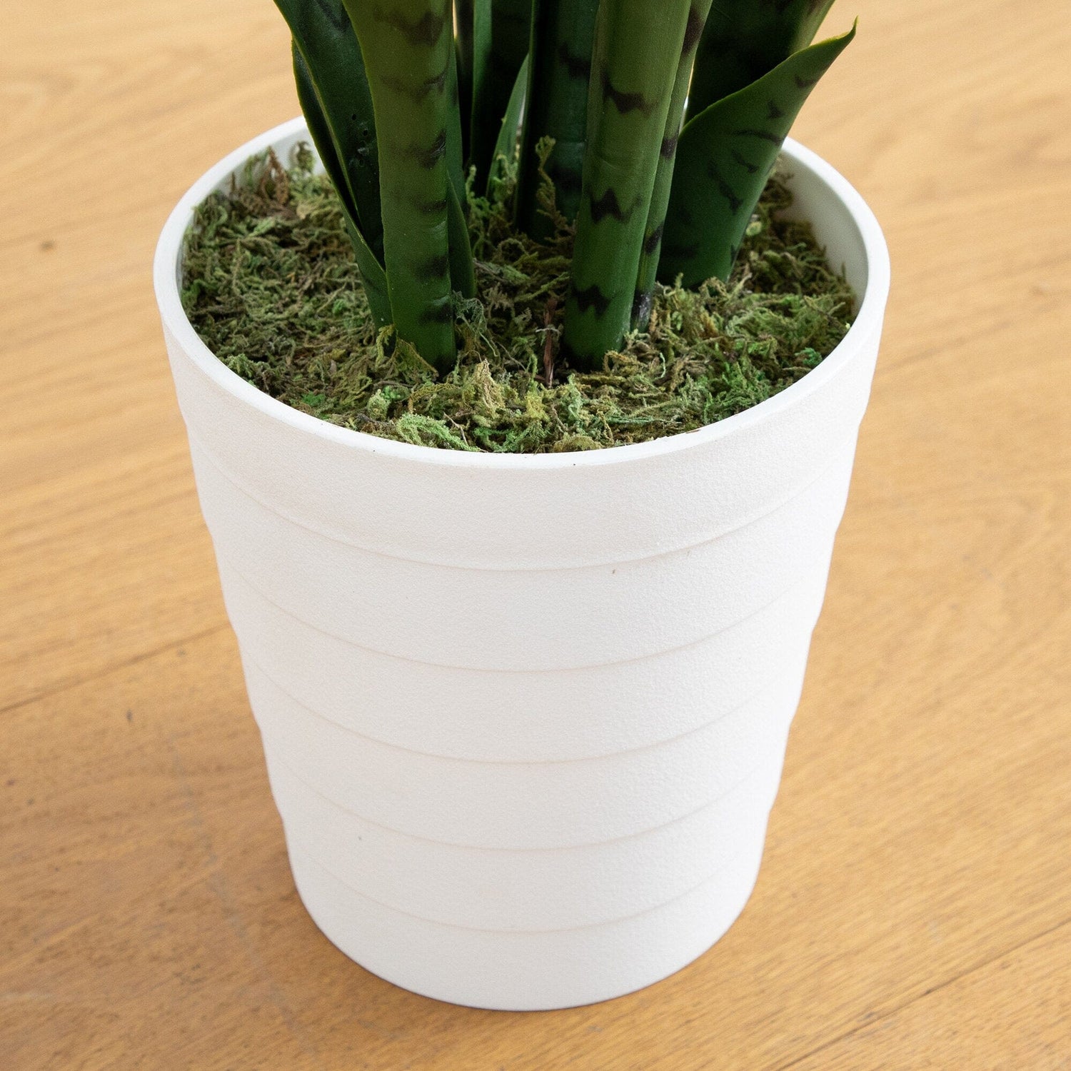 snake plant modern planter Nearly Natural 3' UV Resistant Artificial Sansevieria Plant in White Decorative Planter