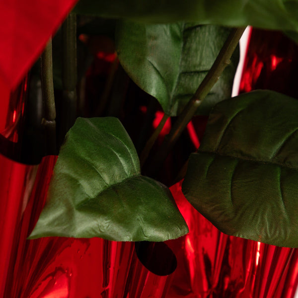 30” Artificial Grand Red Velvet Poinsettia Arrangement in Red Wrapped Planter